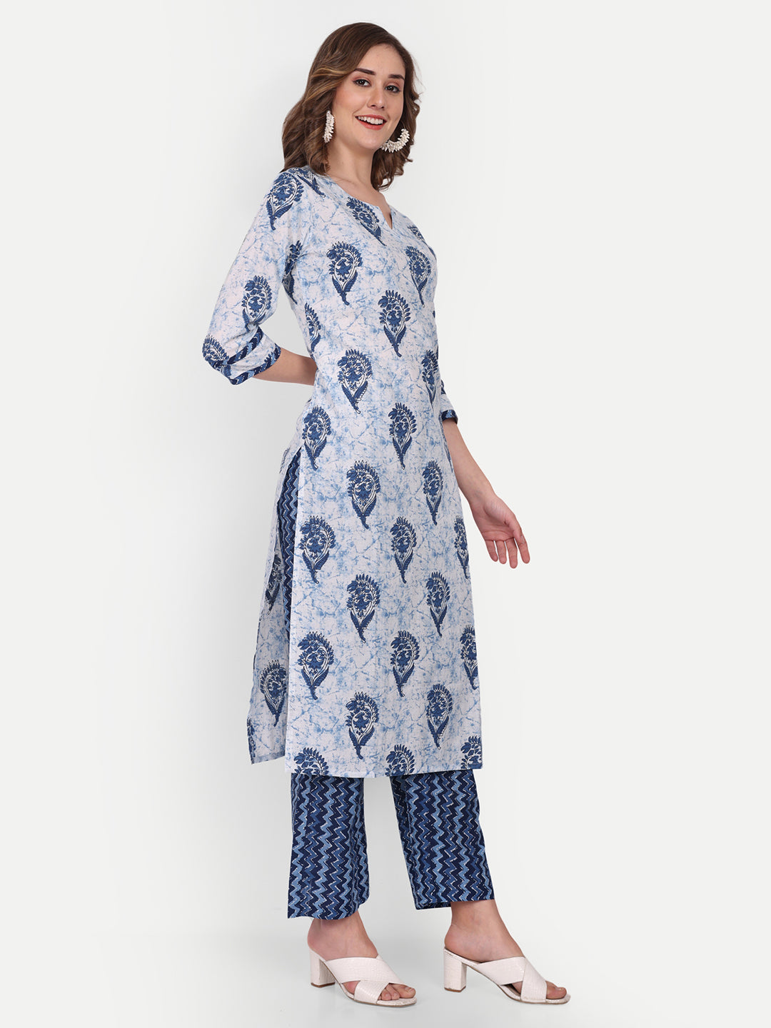 Indigo Blue Cotton Kurta and Palazzo Set for Women