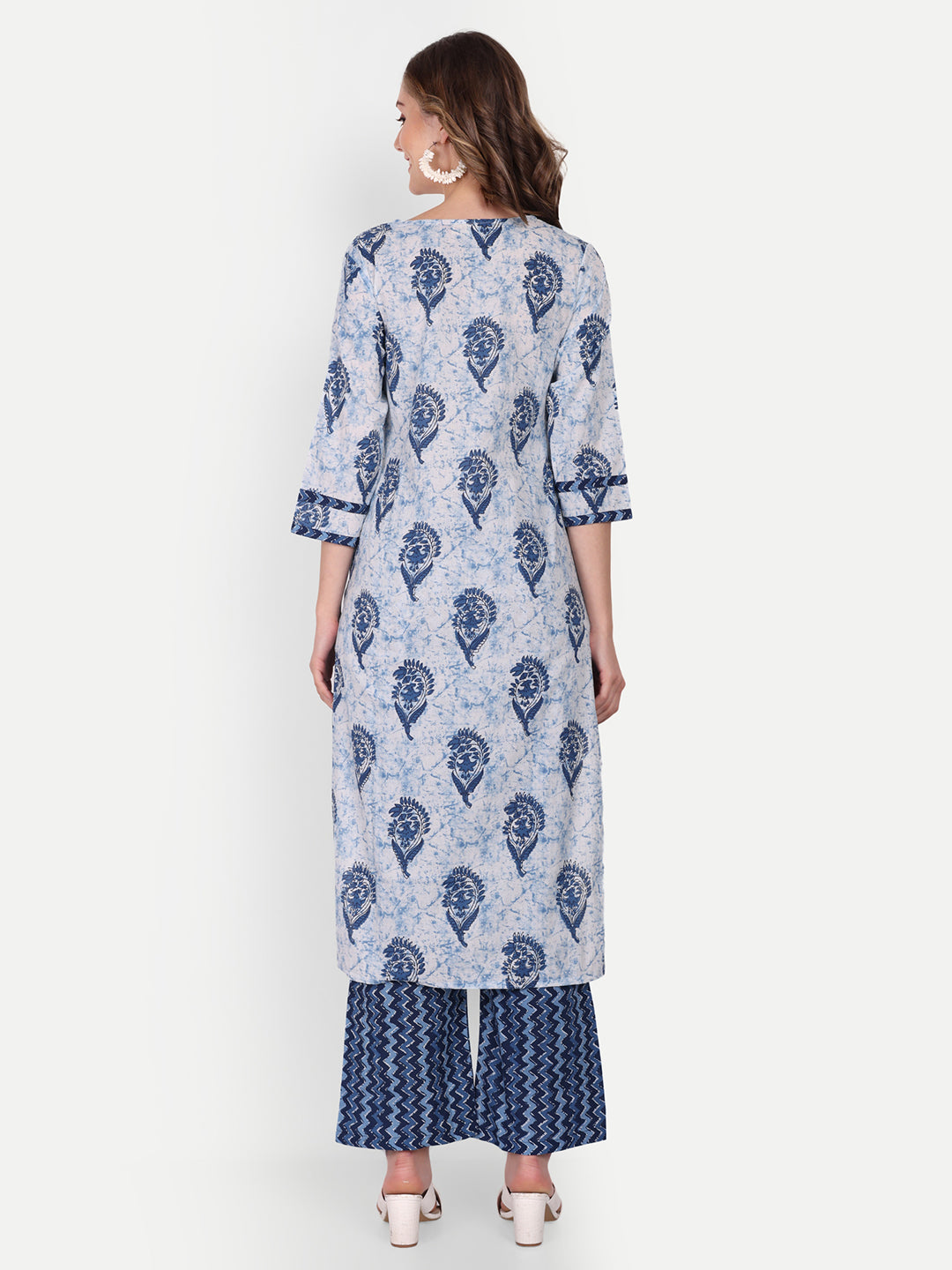 Indigo Blue Cotton Kurta and Palazzo Set for Women