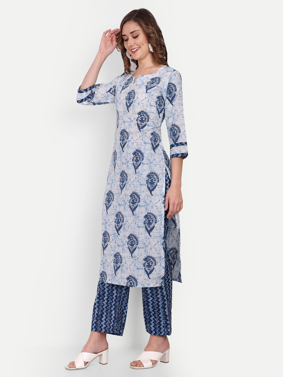 Indigo Blue Cotton Kurta and Palazzo Set for Women