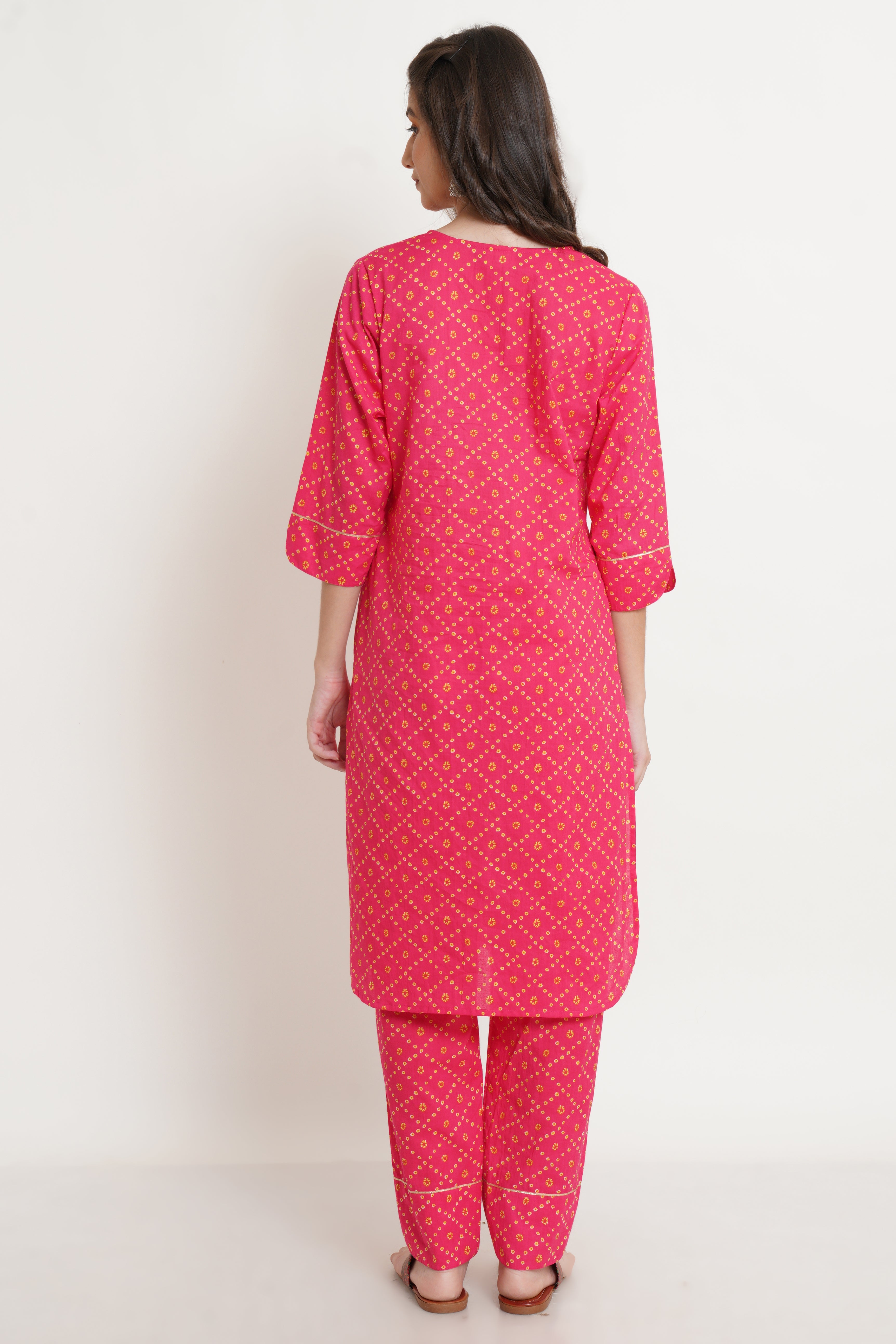 Banhej Print Cotton Kurta and Pants Set for Women