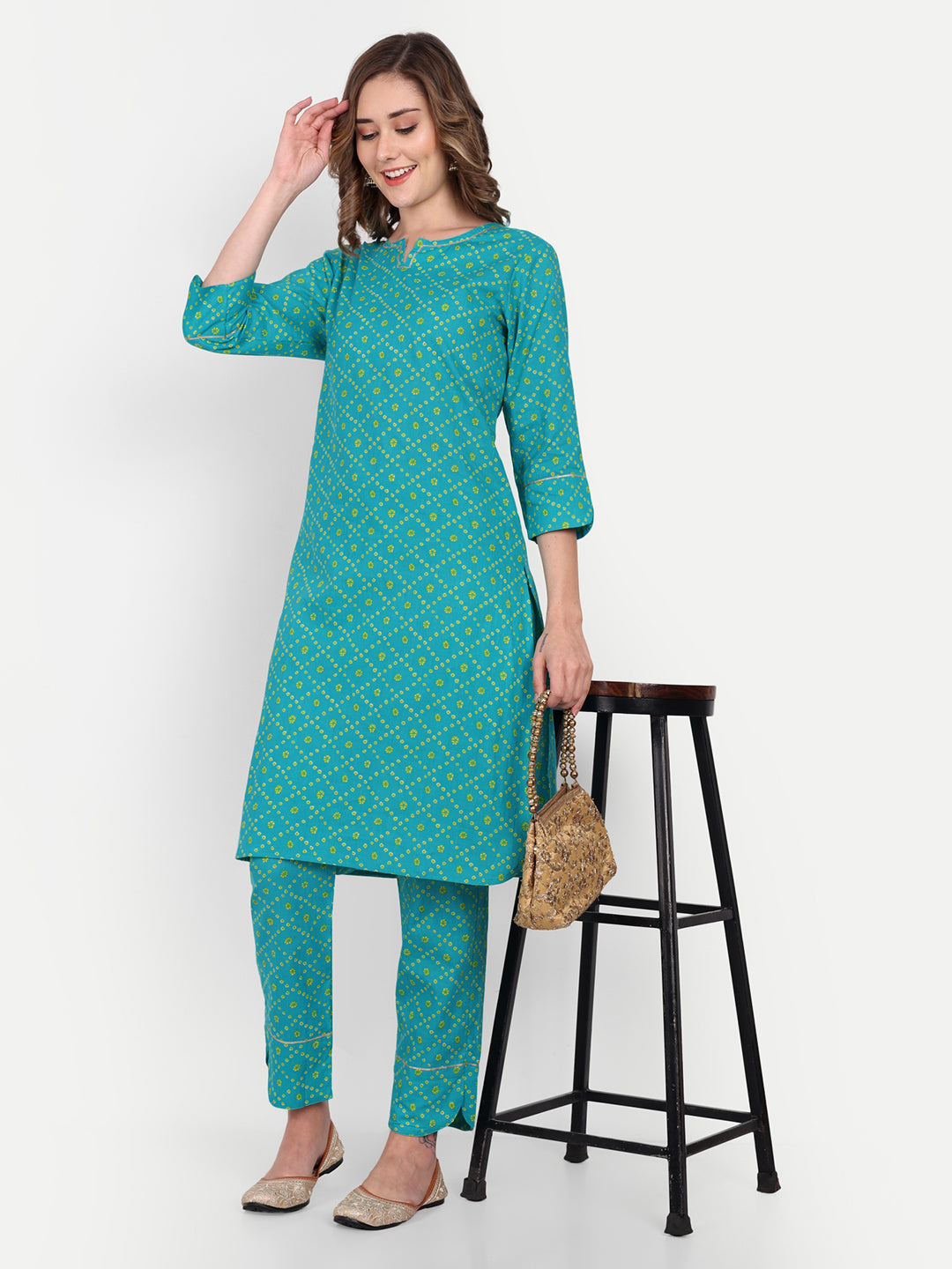 Banhej Print Cotton Kurta and Pants Set for Women