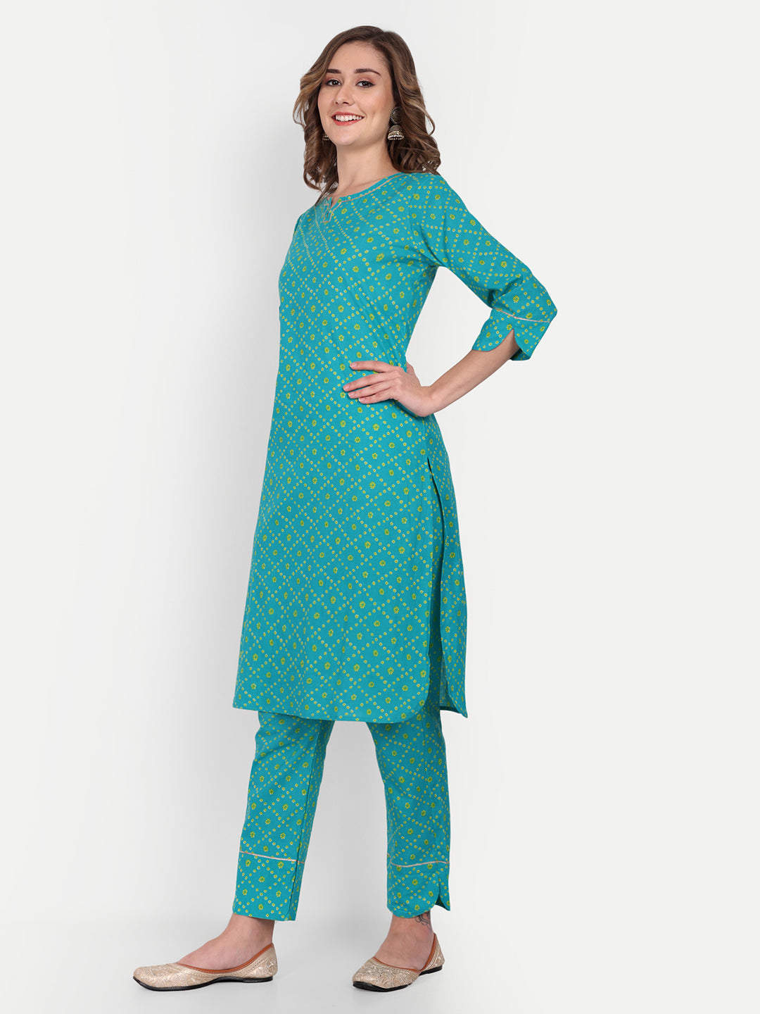 Banhej Print Cotton Kurta and Pants Set for Women