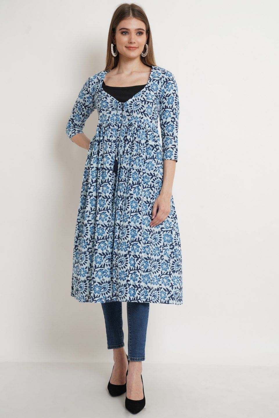 Breathable Cotton Printed Shrug for Women