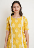 Lässiges Kurti aus Baumwolle mit Doodle-Print für Damen