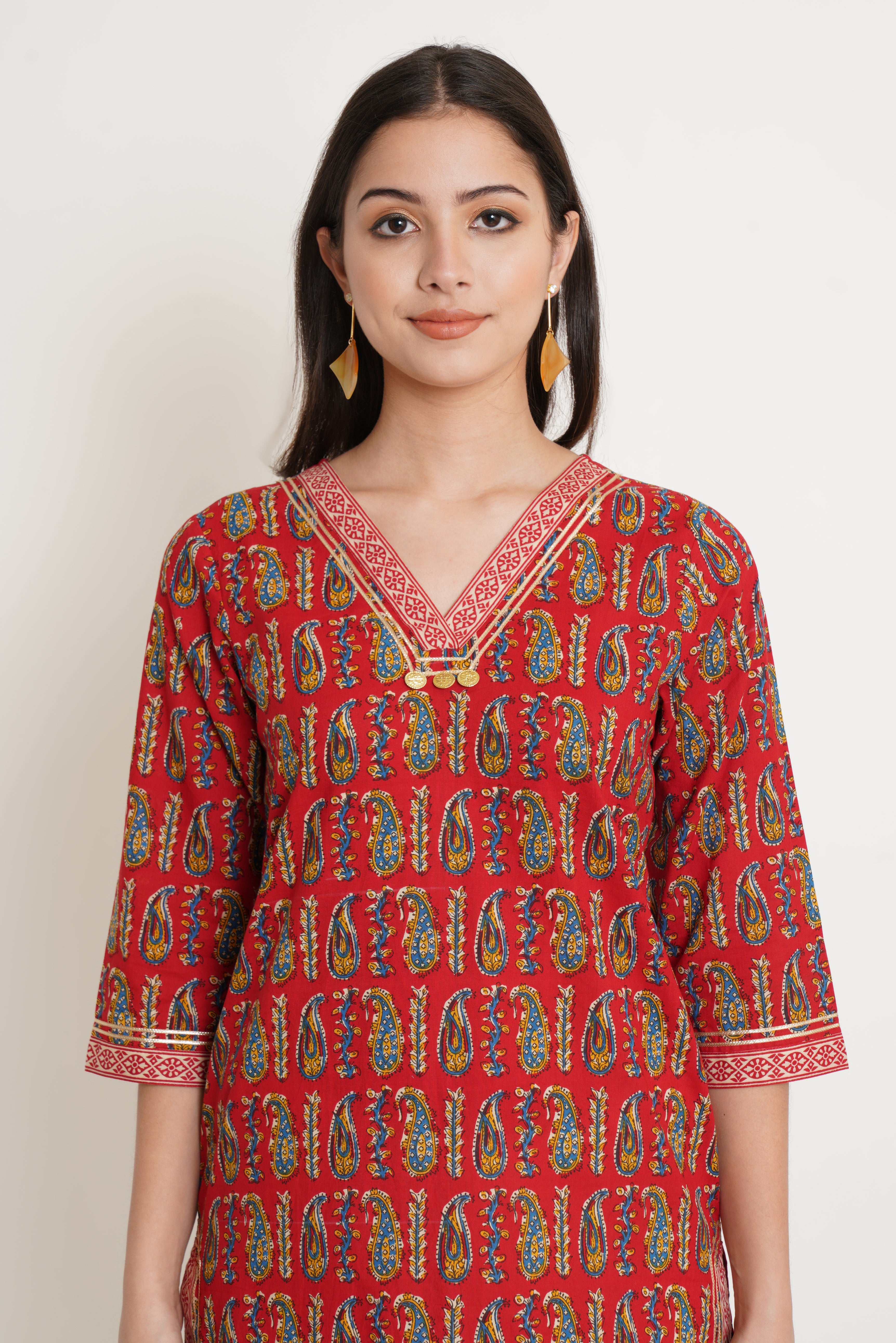 Pure Jaipuri Cotton Kurta with Paisley Print for Women