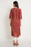 Lässiges Kurti aus Baumwolle mit Doodle-Print für Damen