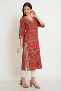 Lässiges Kurti aus Baumwolle mit Doodle-Print für Damen