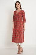 Lässiges Kurti aus Baumwolle mit Doodle-Print für Damen