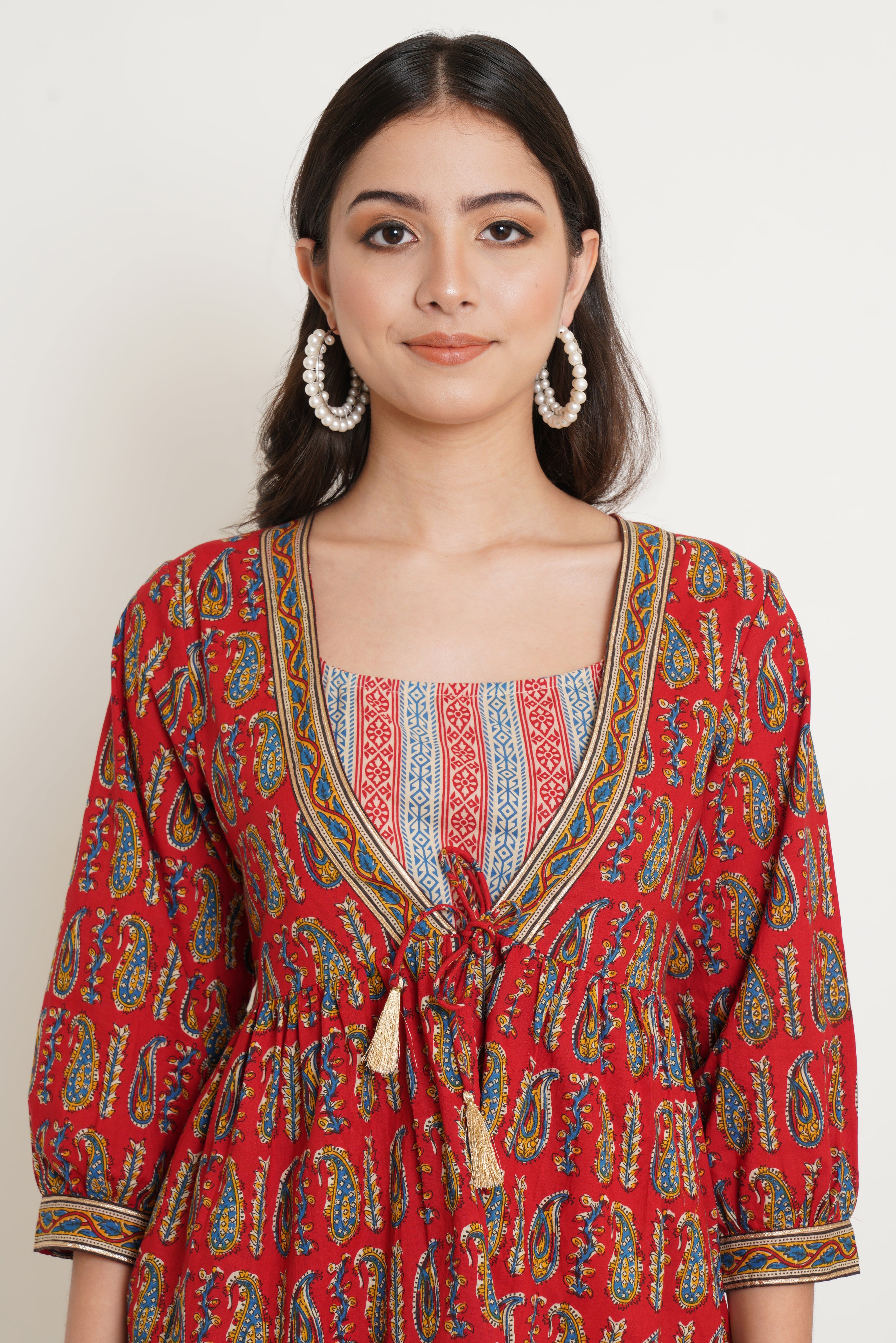 Rajasthani Style Cotton Jacket Top with Strappy Inner for Women