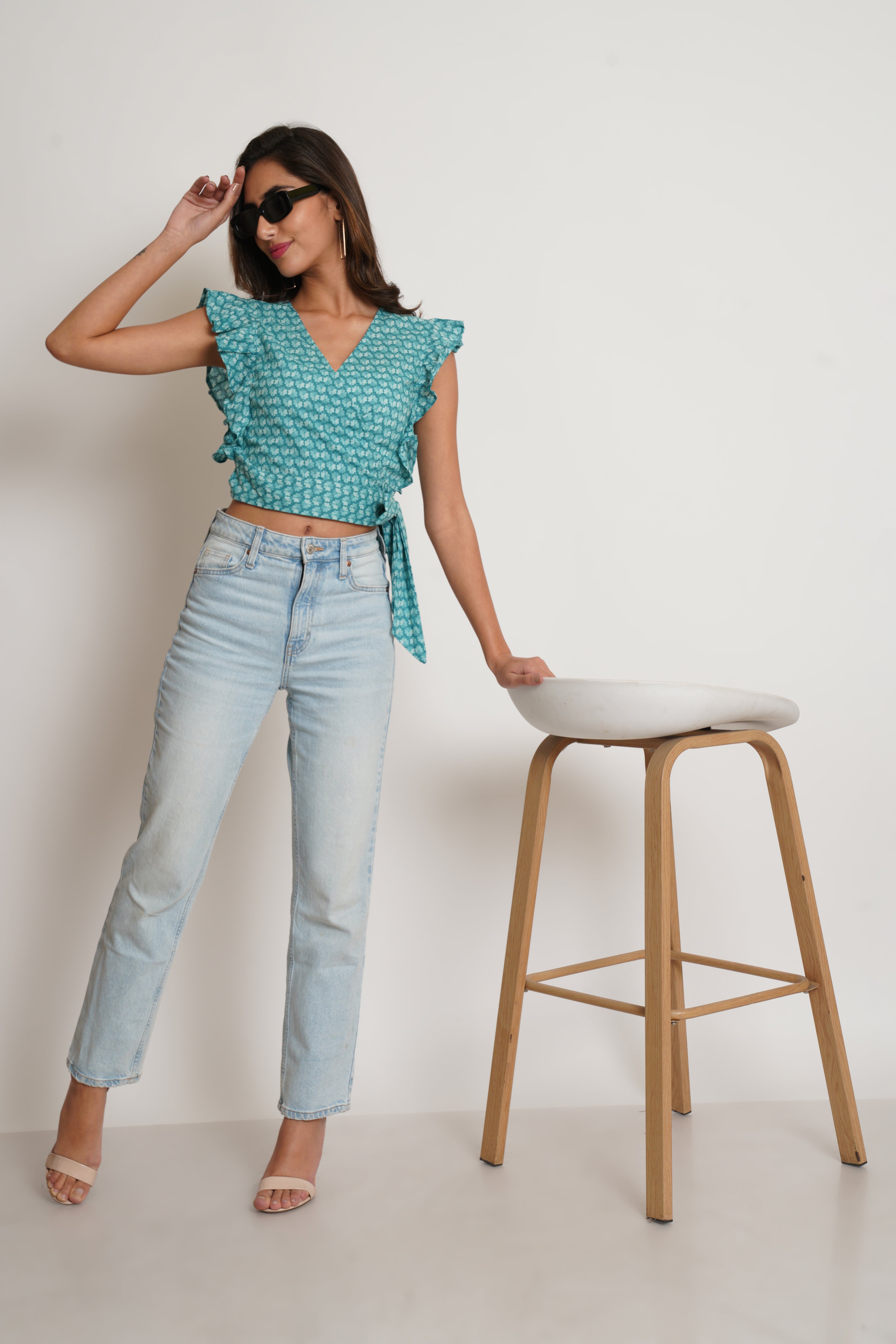 Wrap Around Cotton Crop Top For Women