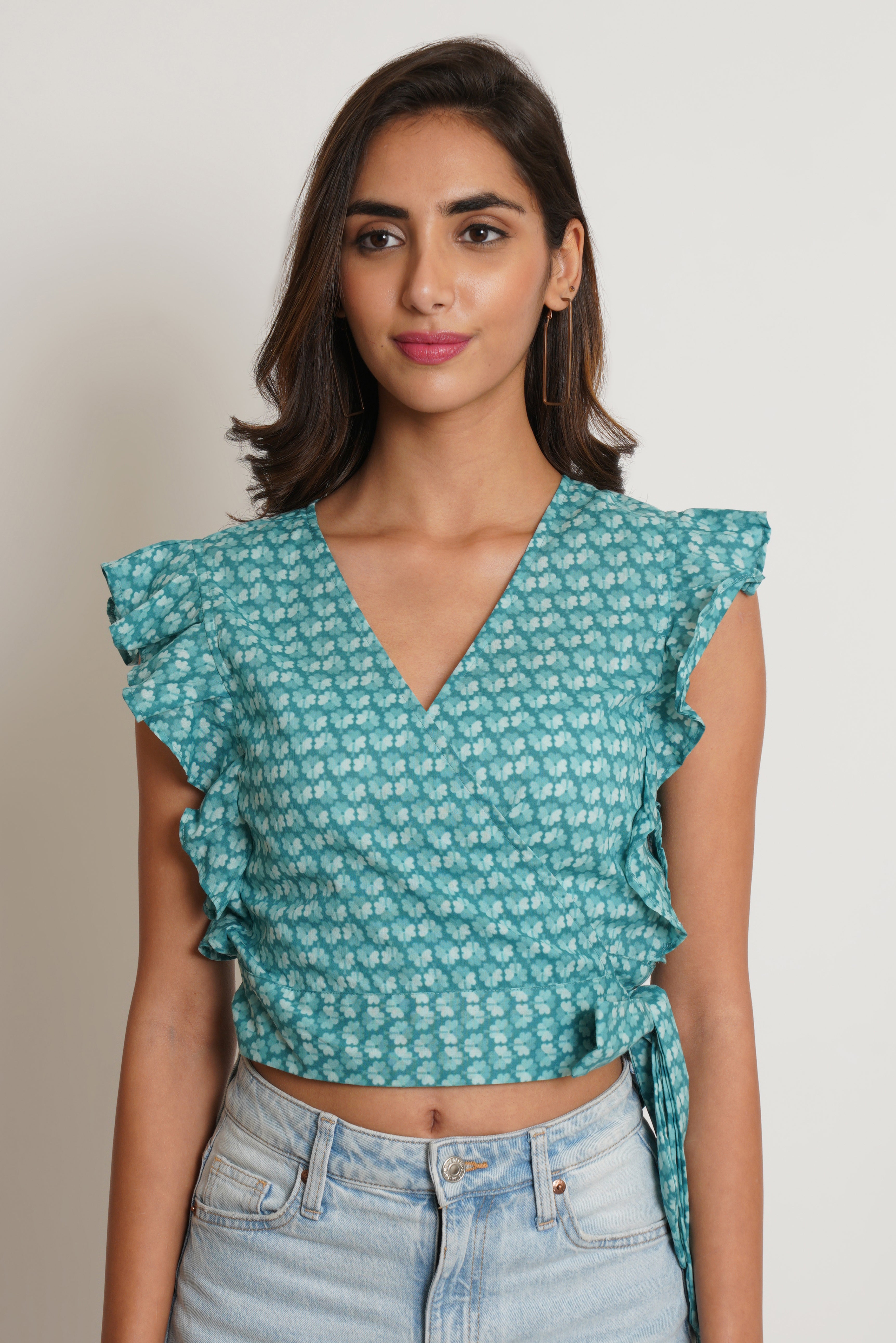 Wrap Around Cotton Crop Top For Women