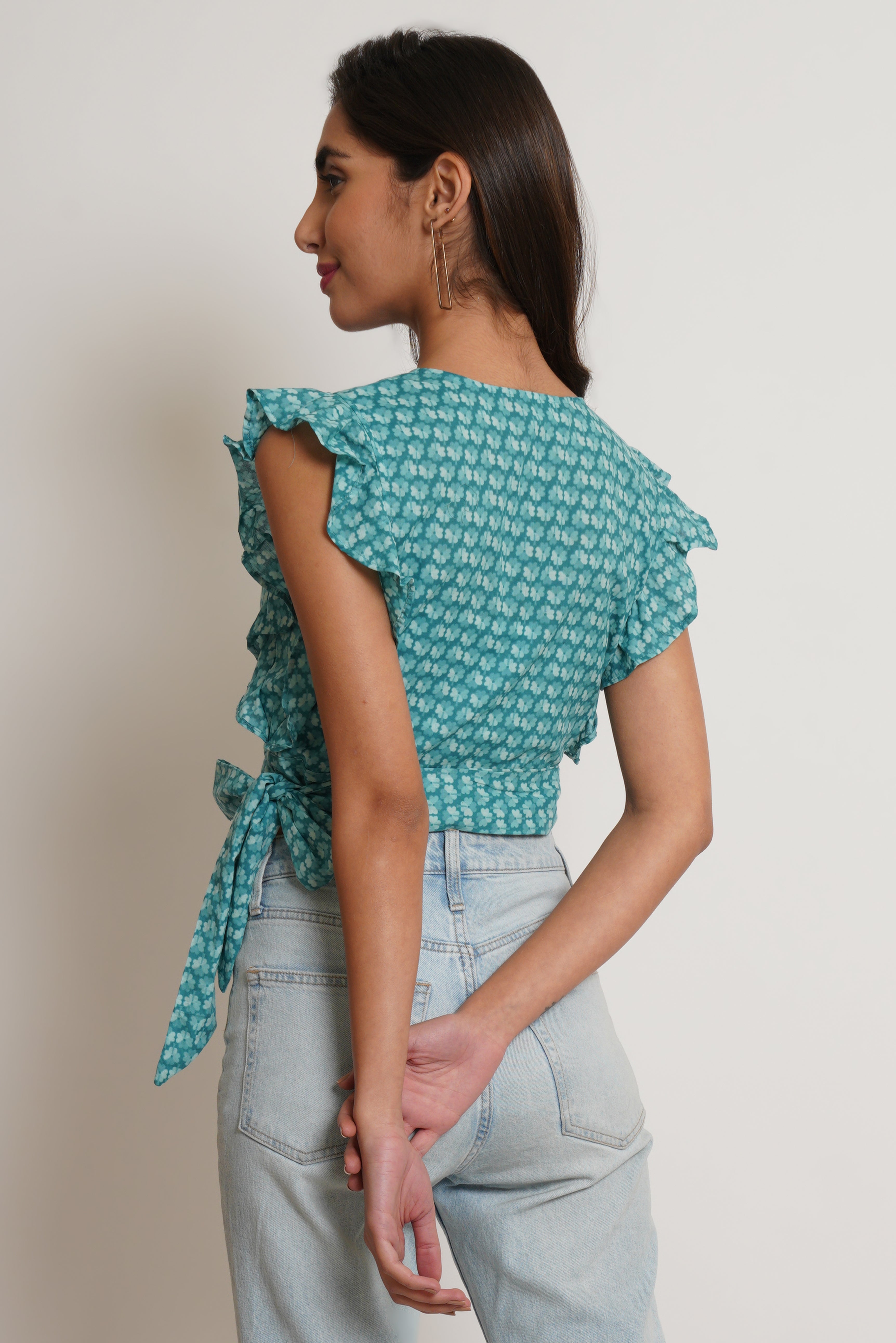 Wrap Around Cotton Crop Top For Women