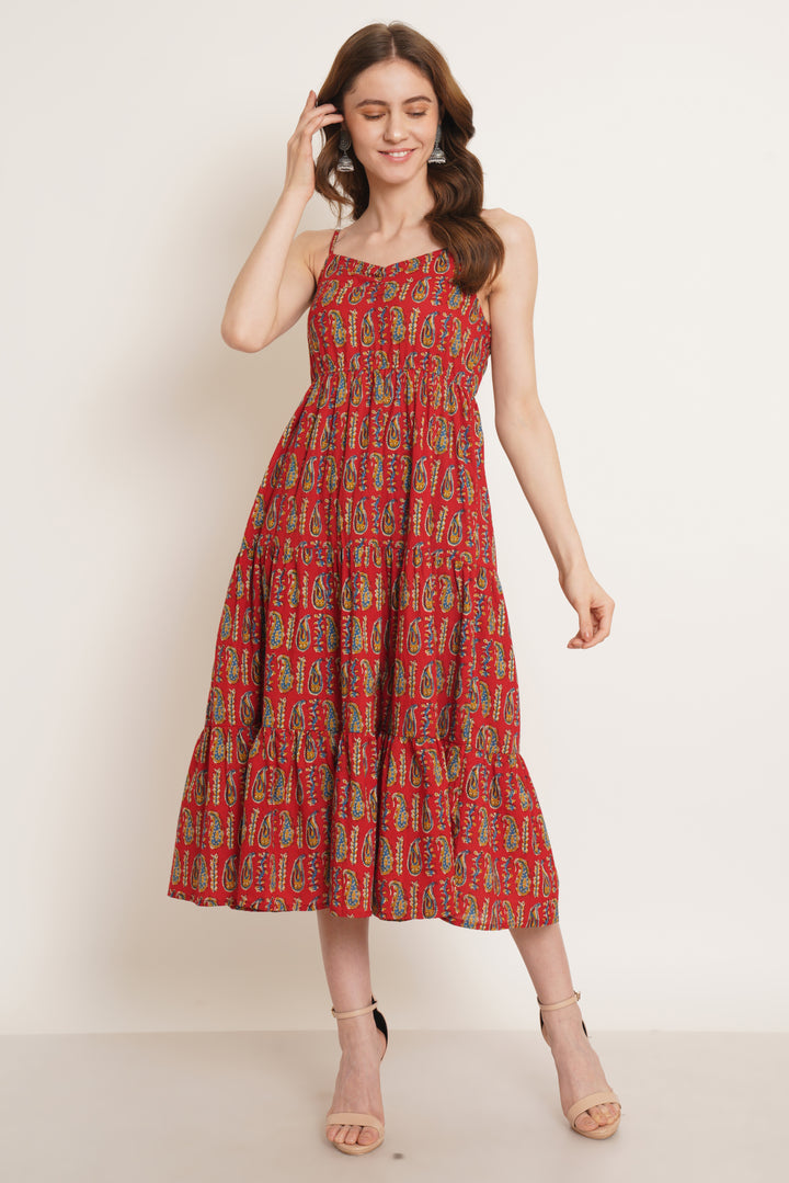Sommerkleid mit Trägern und Aufdruck für Damen