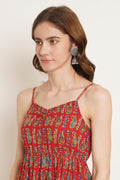 Sommerkleid mit Trägern und Aufdruck für Damen