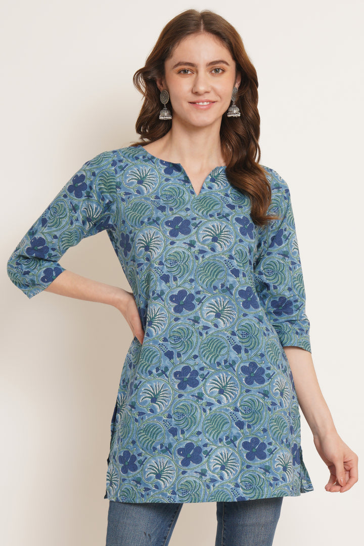 Kurti court à fleurs élégant pour femmes