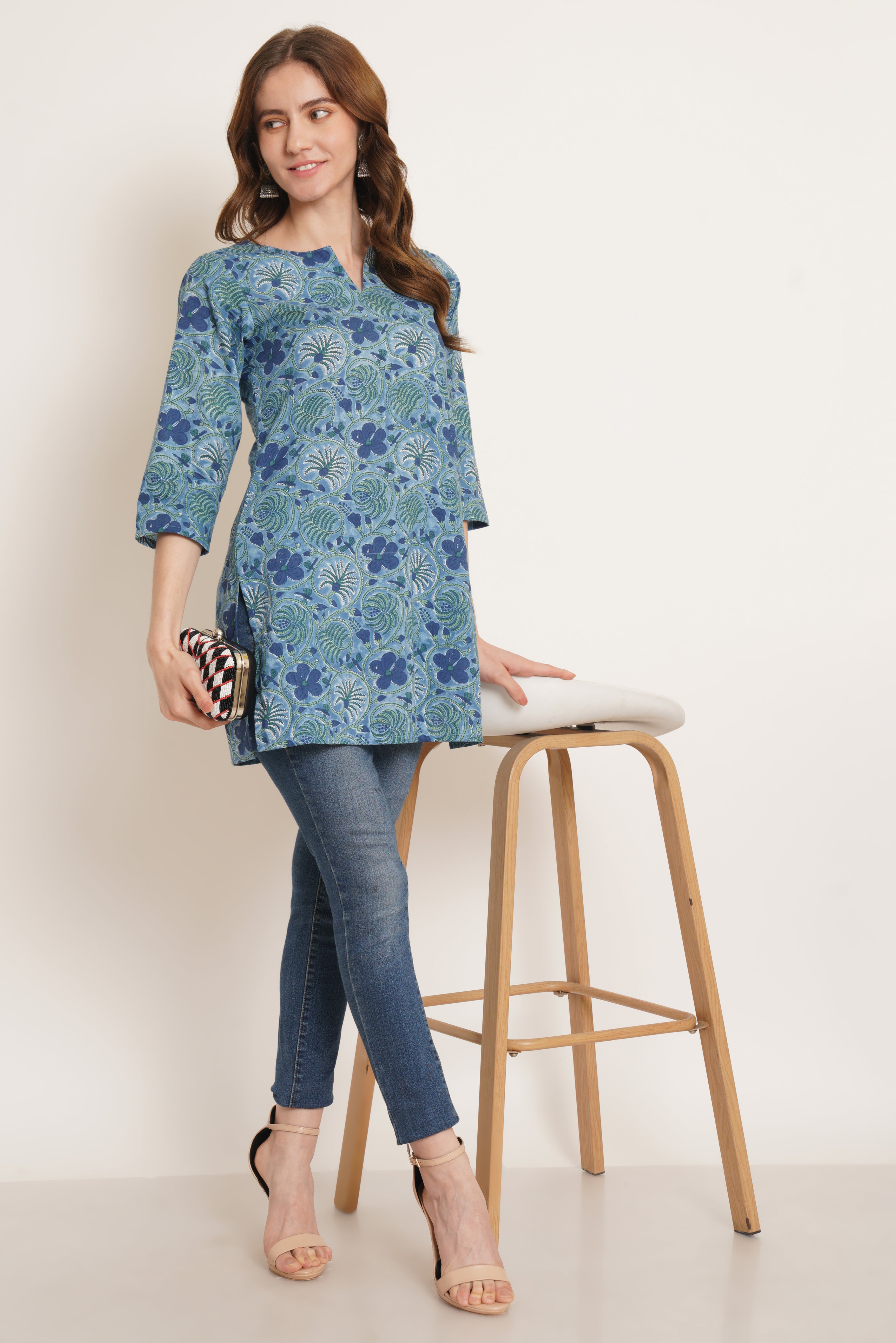 Elegant Floral Short Kurti for Women