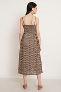 Robe mi-longue évasée en coton zigzag pour femme
