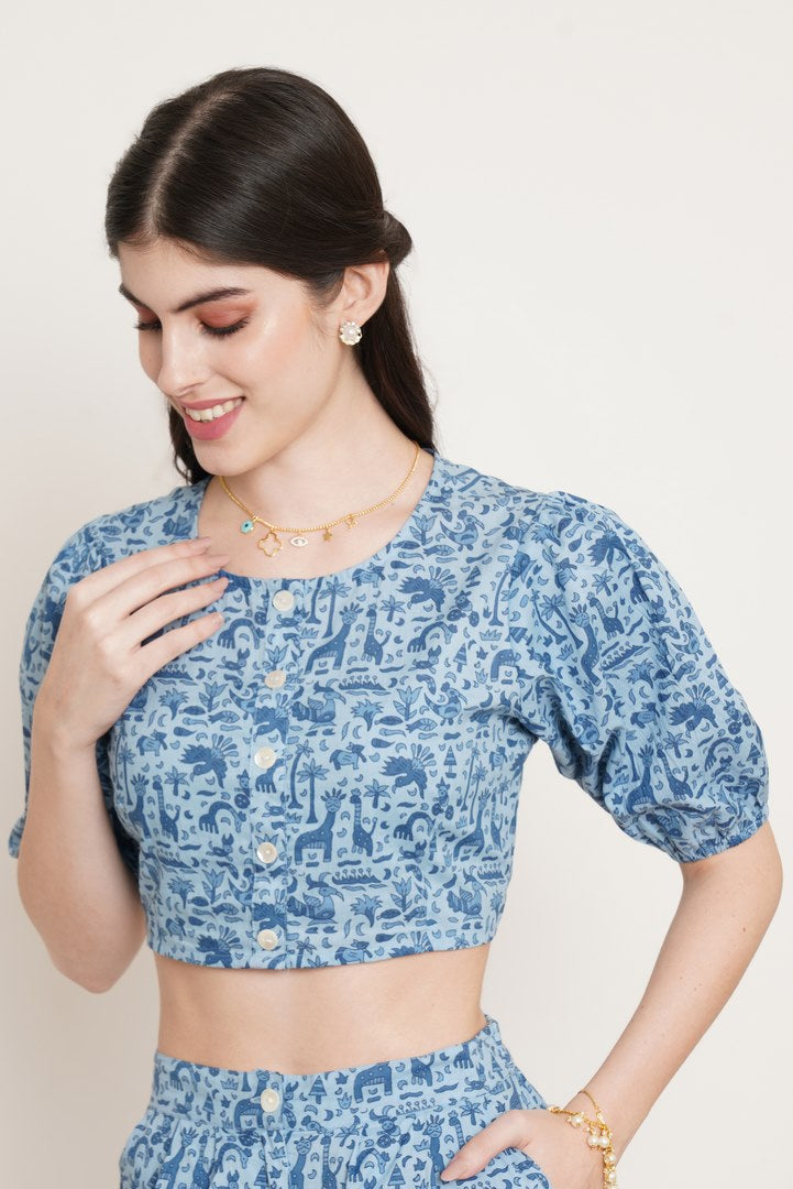 Kurti décontracté en coton imprimé Doodle pour femmes