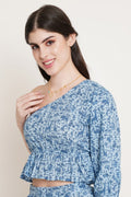 One-Shoulder Jaipuri Cotton Co-Ord Set For Women by COTLAND - view 3