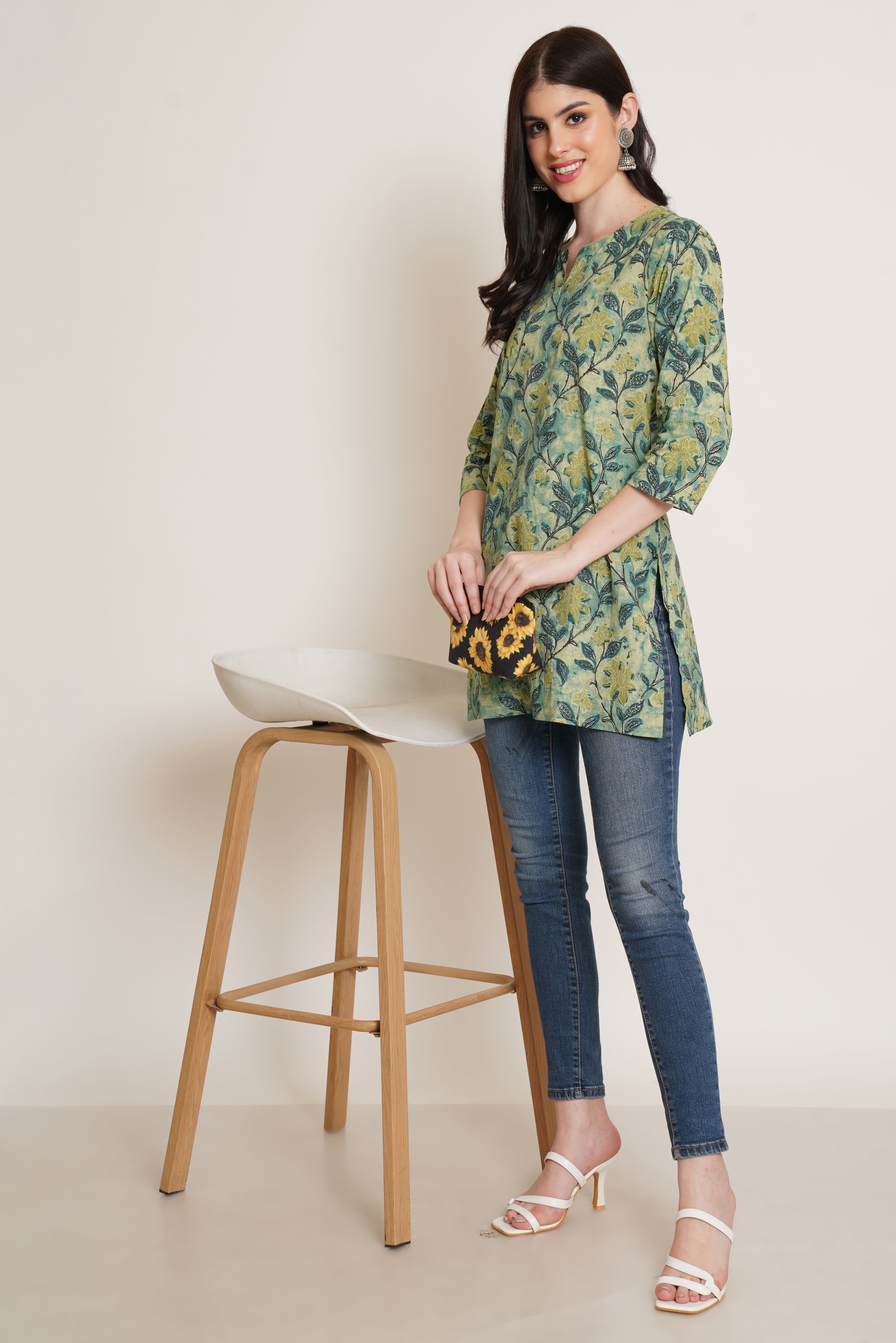Elegant Floral Short Kurti for Women