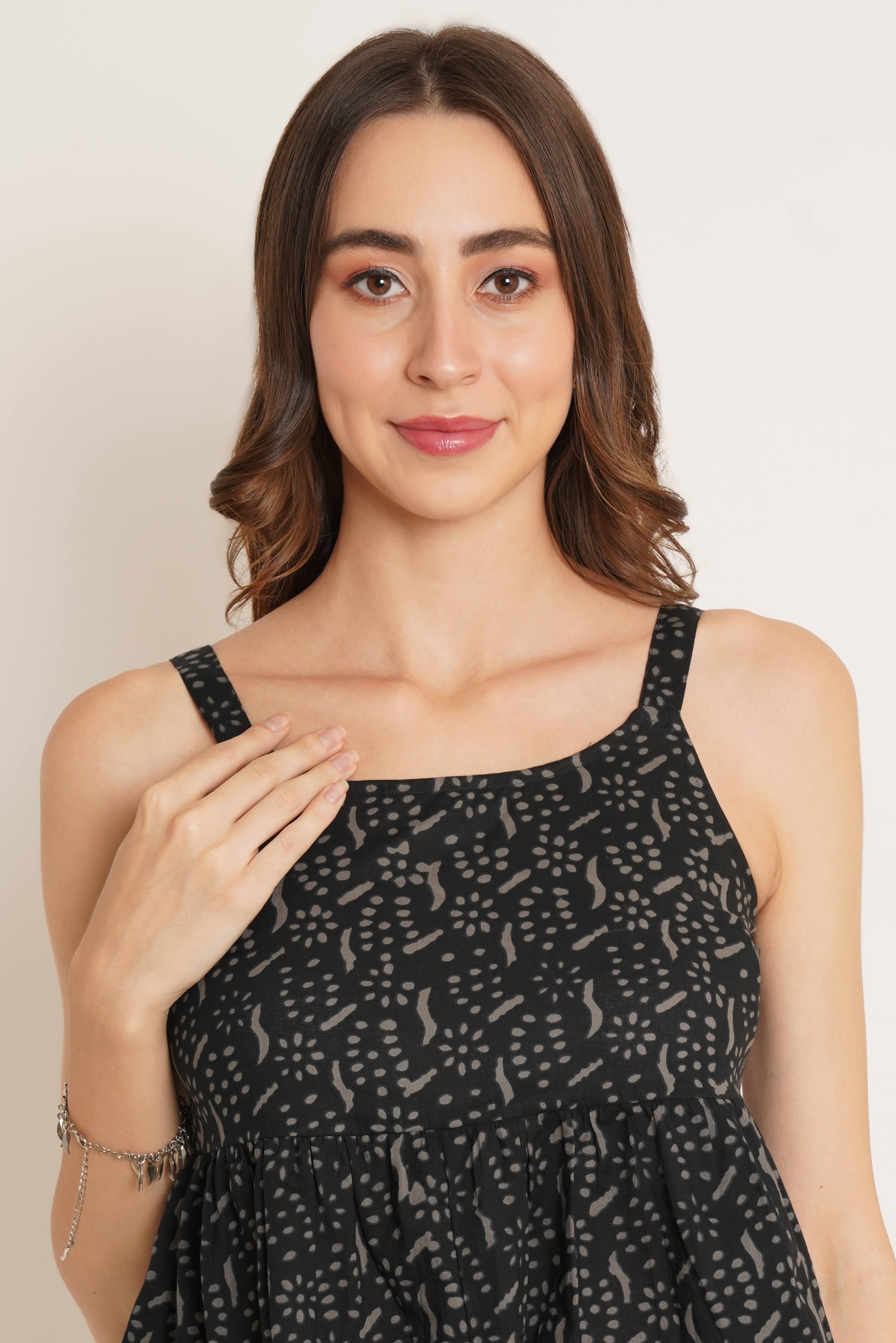 Trägertop aus Baumwolle mit Ikat-Print und Taillengürtel für Damen