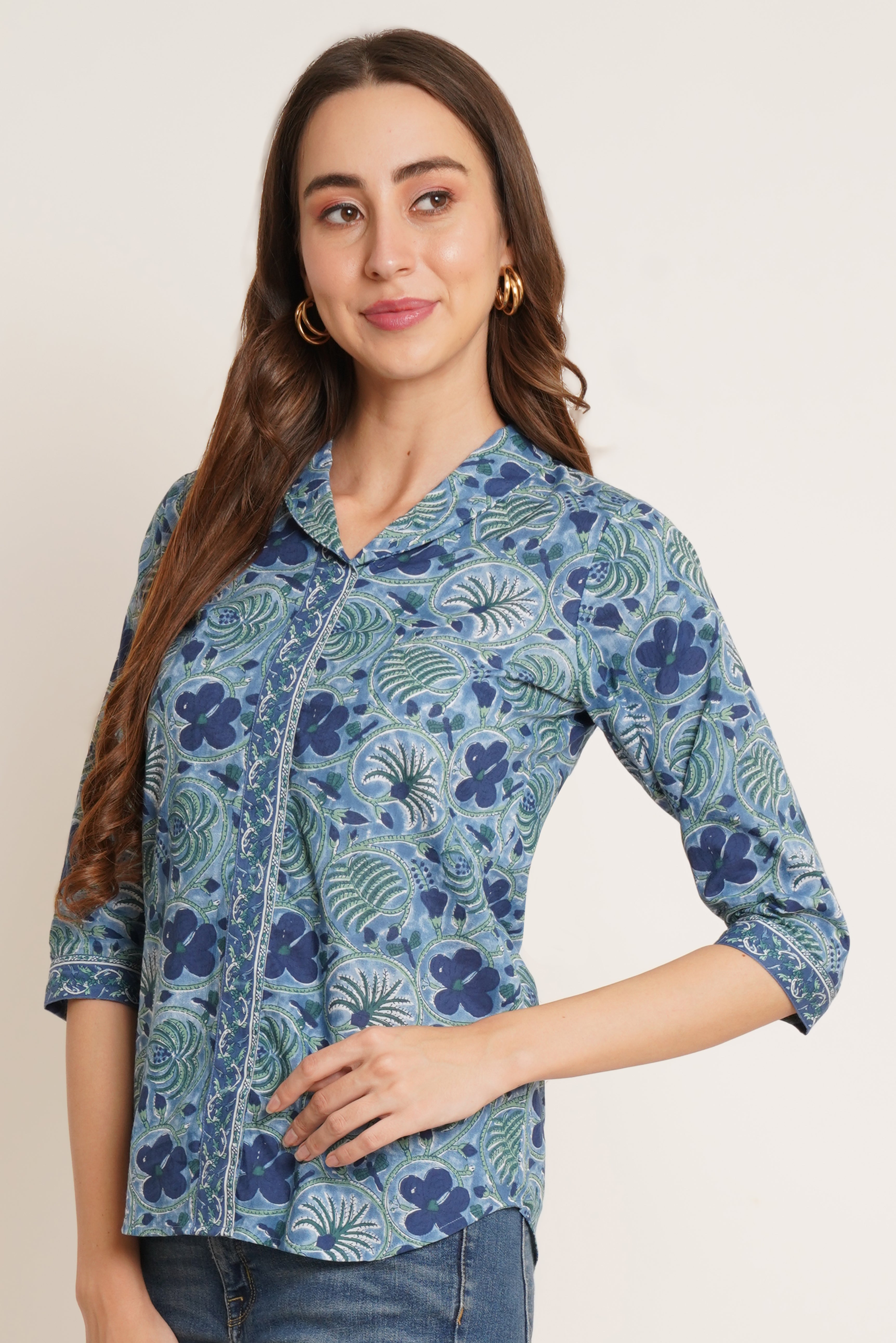 Traditional Jaipuri Cotton Kurti-Style Top For Women