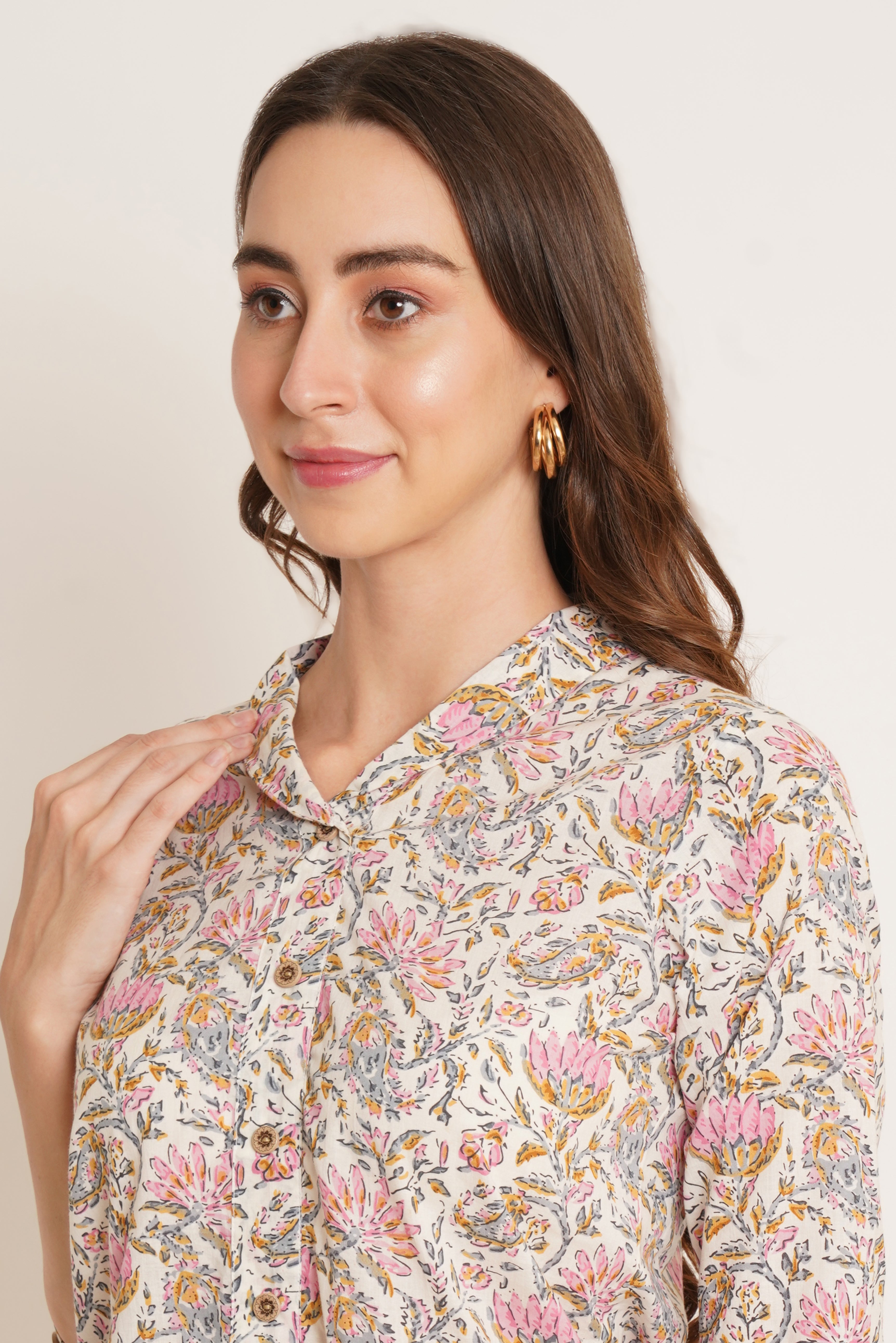 Jaipuri Printed Kurti Style Cotton Top for Women