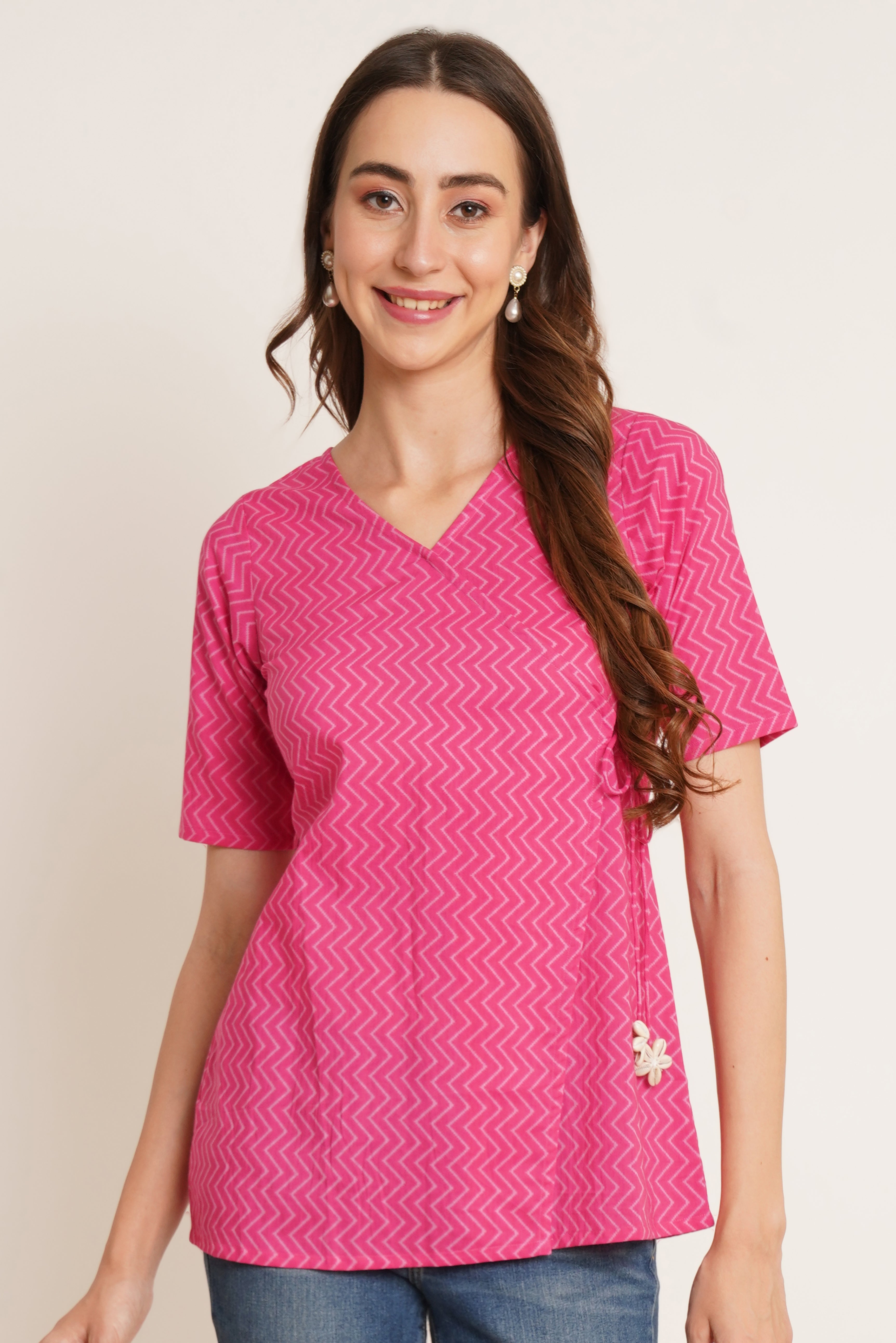 Ethnic Angrakha Cotton Top for Women