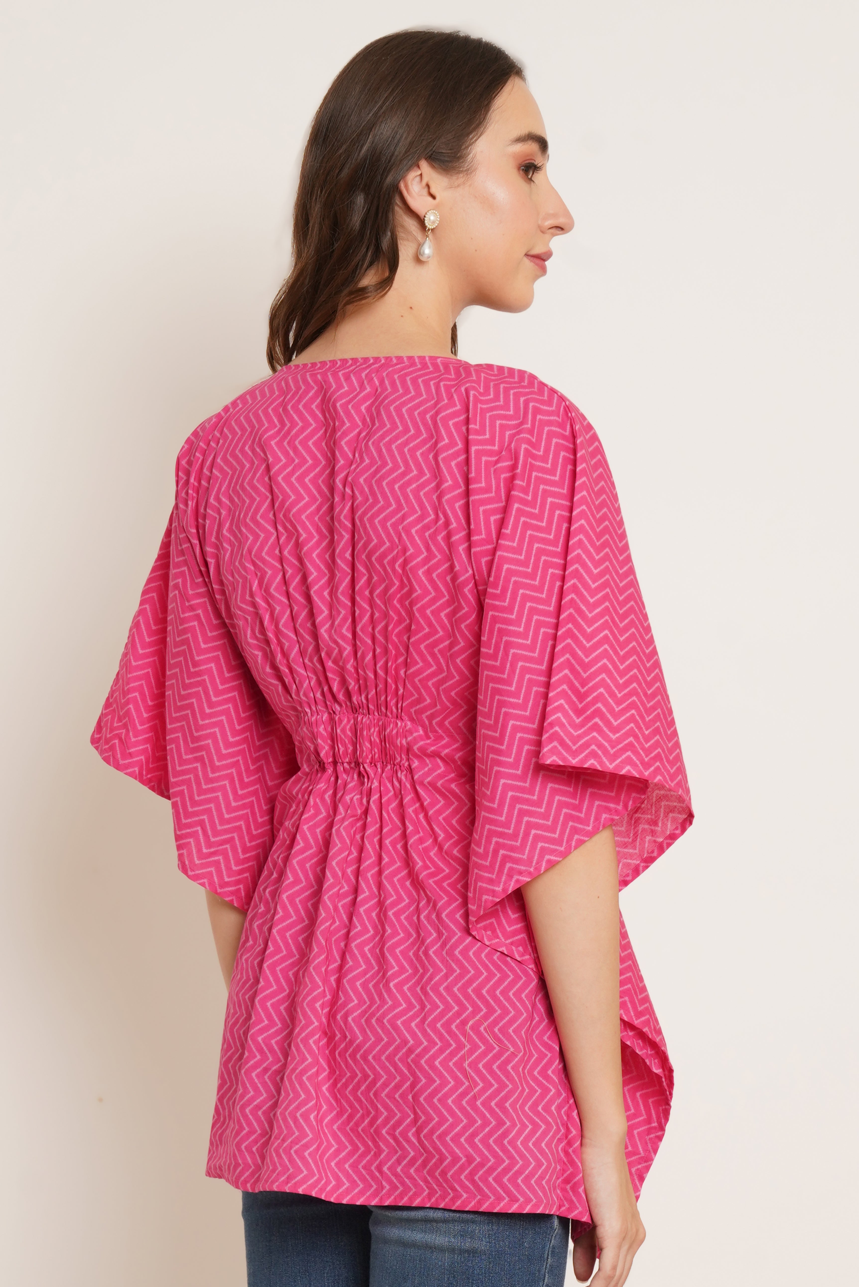 Longline Chevron Print Cotton Kaftan Top For Women