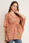 Jaipuri-Baumwoll-Kaftan-Top mit Blumenmuster für Damen