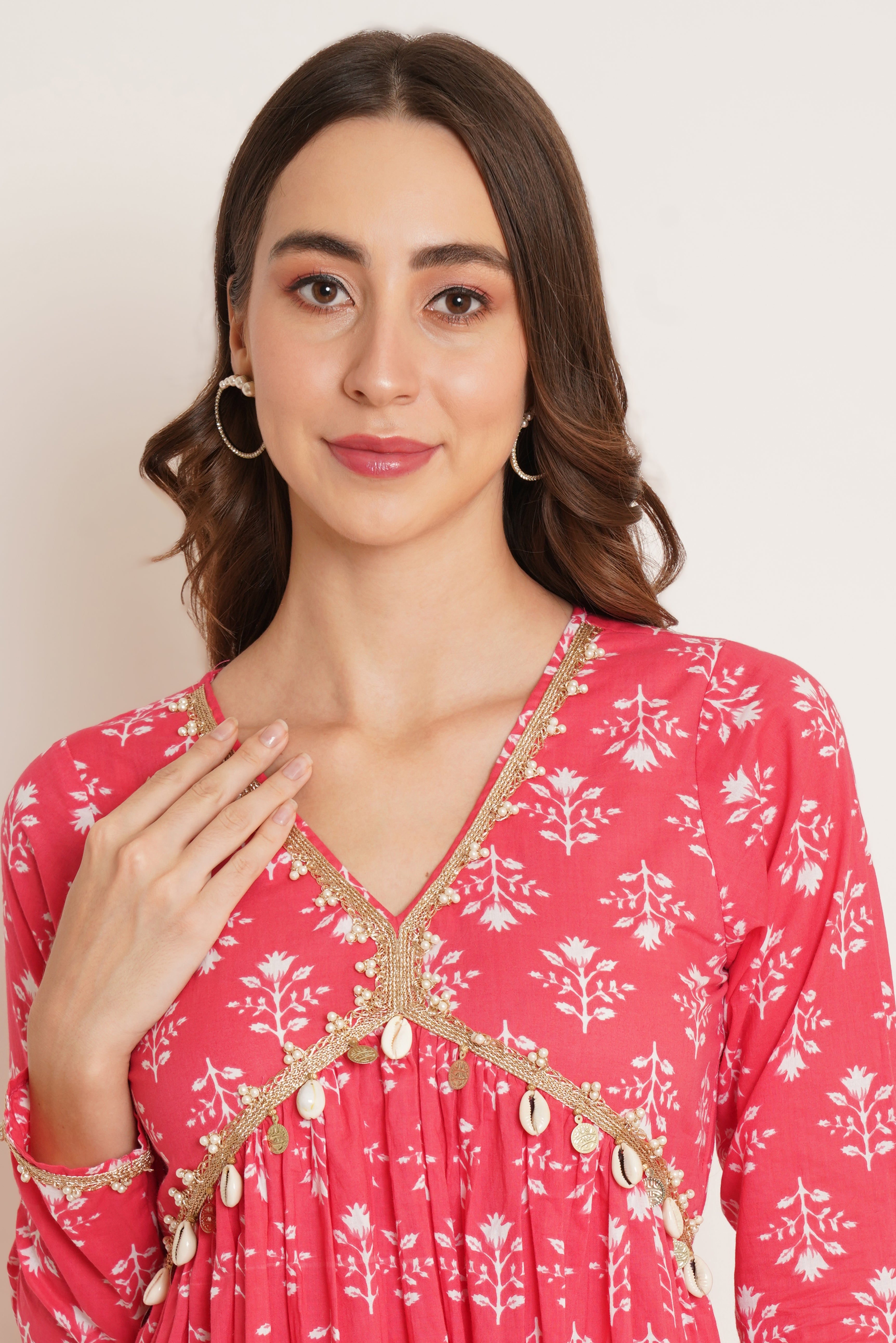 Floral Print Alia Cut Cotton Kurta Set for Women