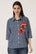 Oversized Zigzag Printed Cotton Shirt For Women