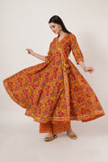 Ensemble Kurta en coton Rajasthani Angrakha avec Palazzo pour femme