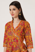 Ensemble Kurta en coton Rajasthani Angrakha avec Palazzo pour femme
