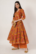 Ensemble Kurta en coton Rajasthani Angrakha avec Palazzo pour femme