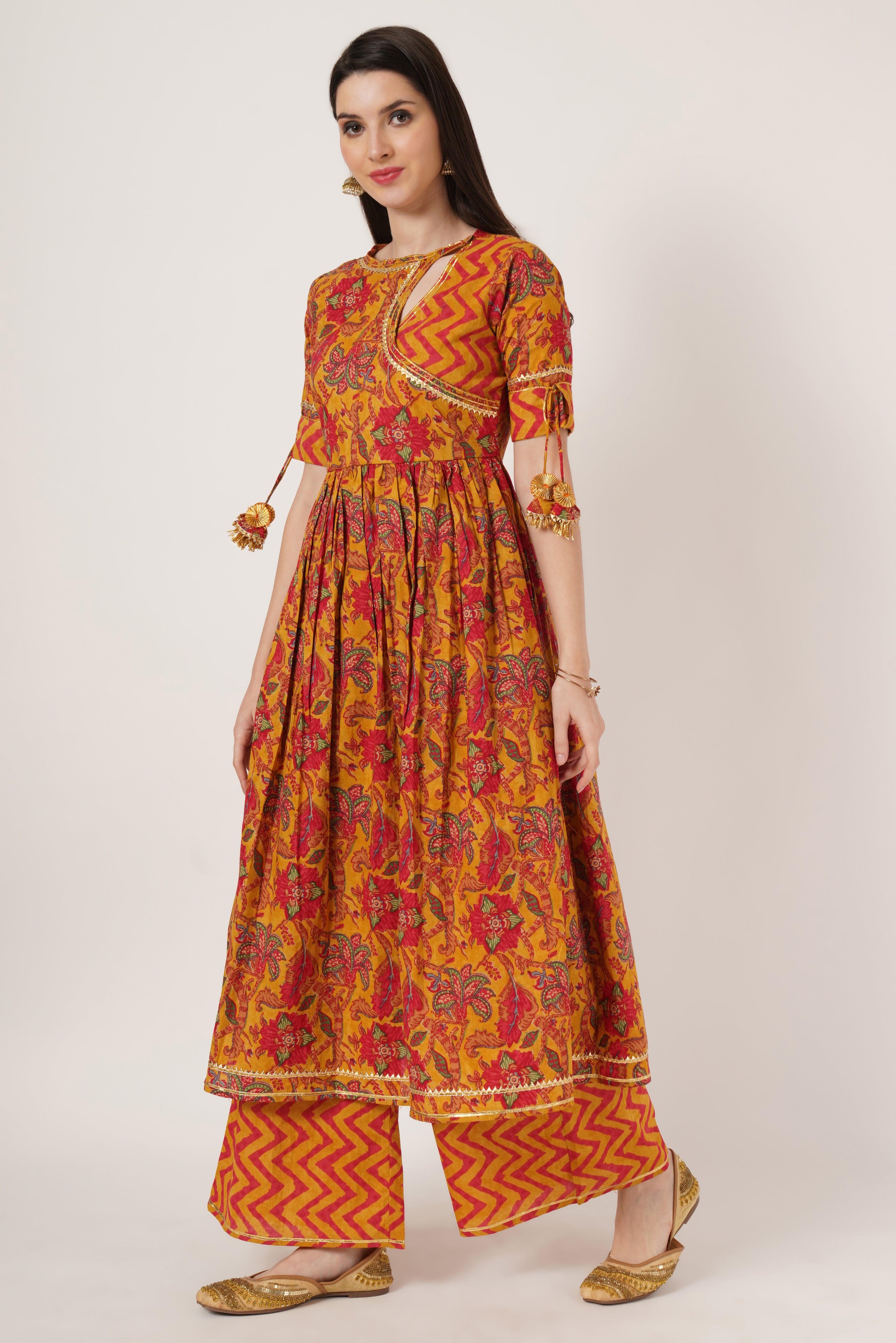 Designer Jaipuri Festive Kurta Palazzo Set For Women