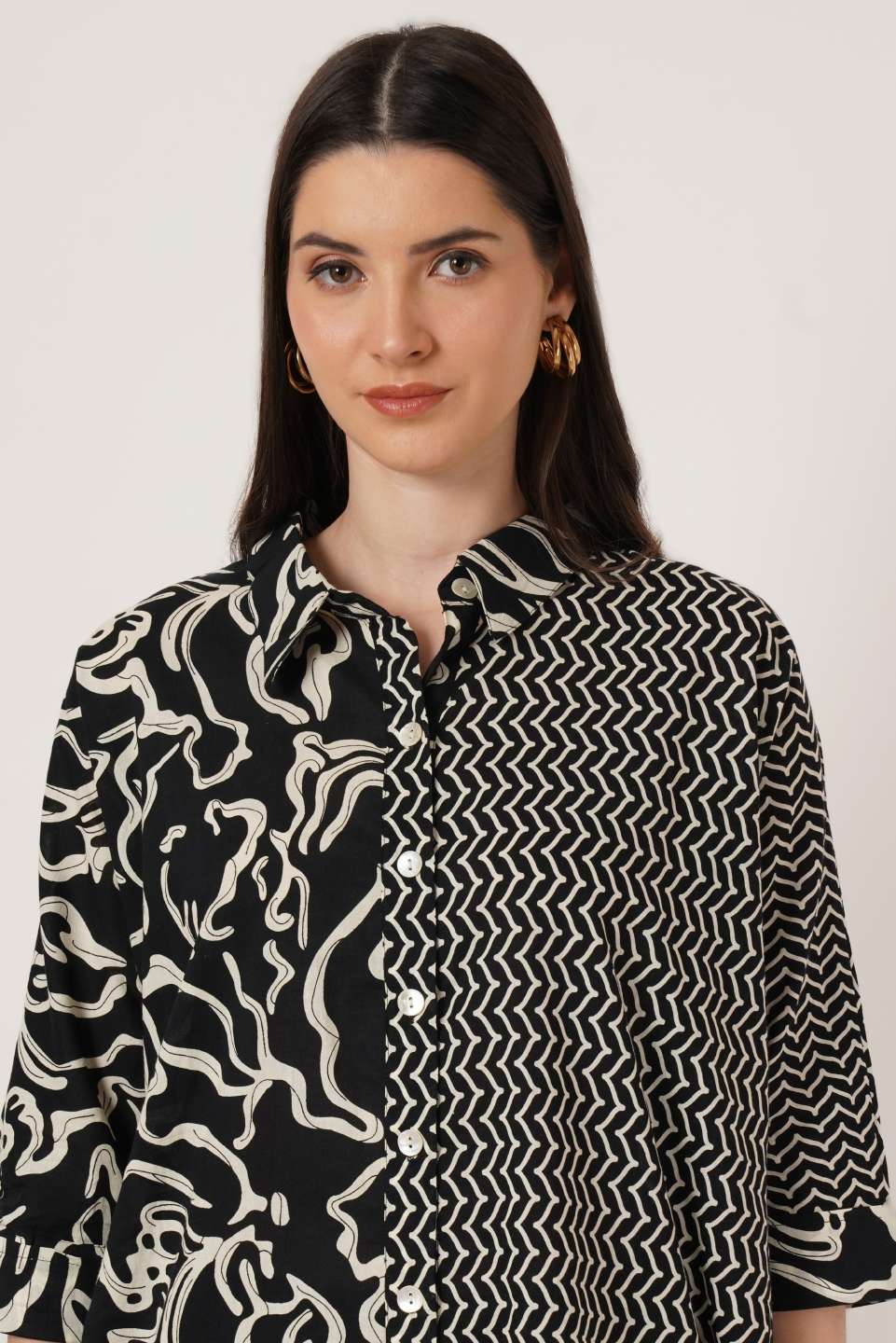 Jaipuri Cotton Oversized Shirt With Graphic Prints For Women