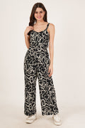 Modern Pattern Jumpsuit in Black for Women