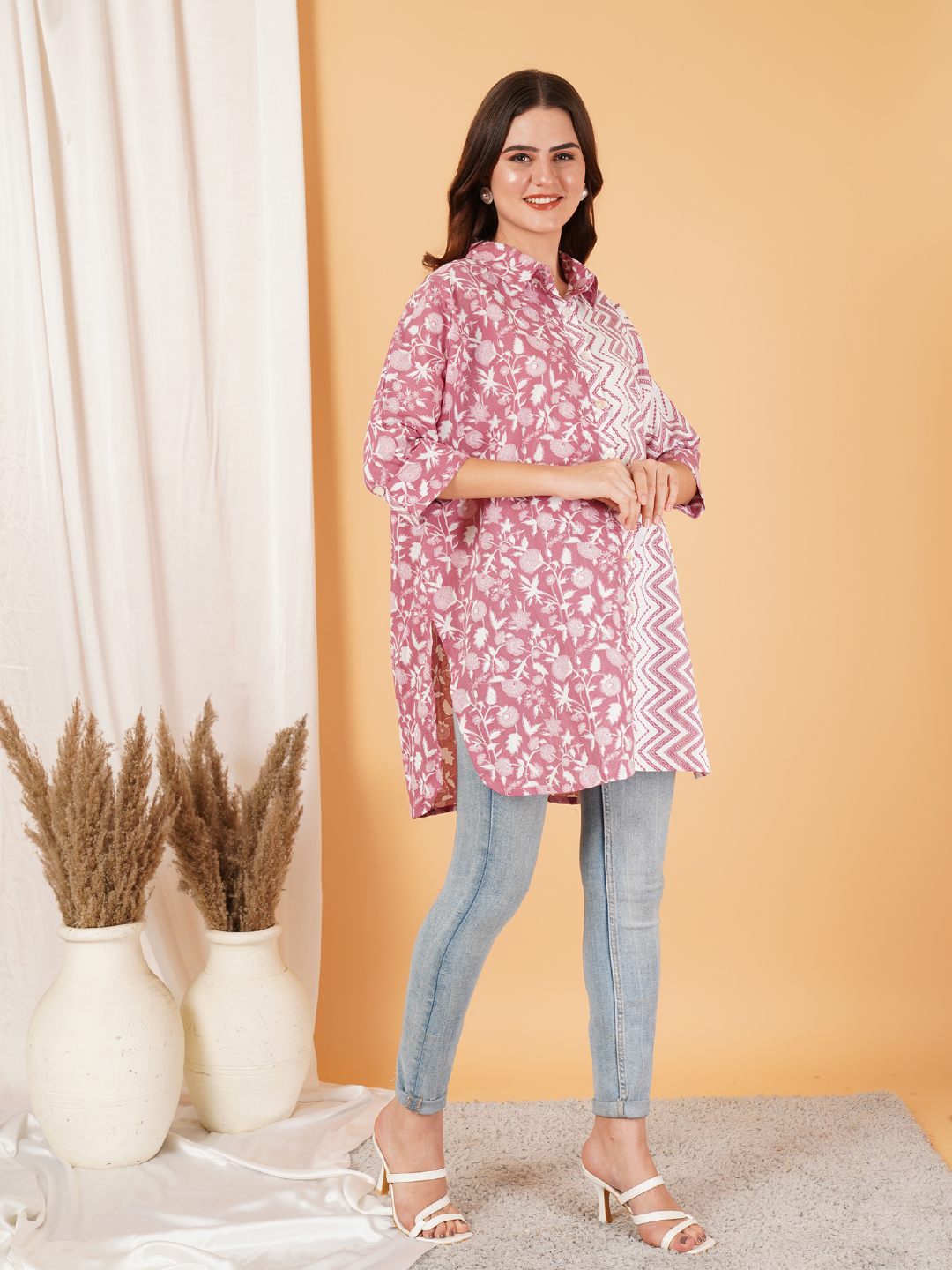 Boho-Chic-Kaftan-Oberteil aus Baumwolle für Damen