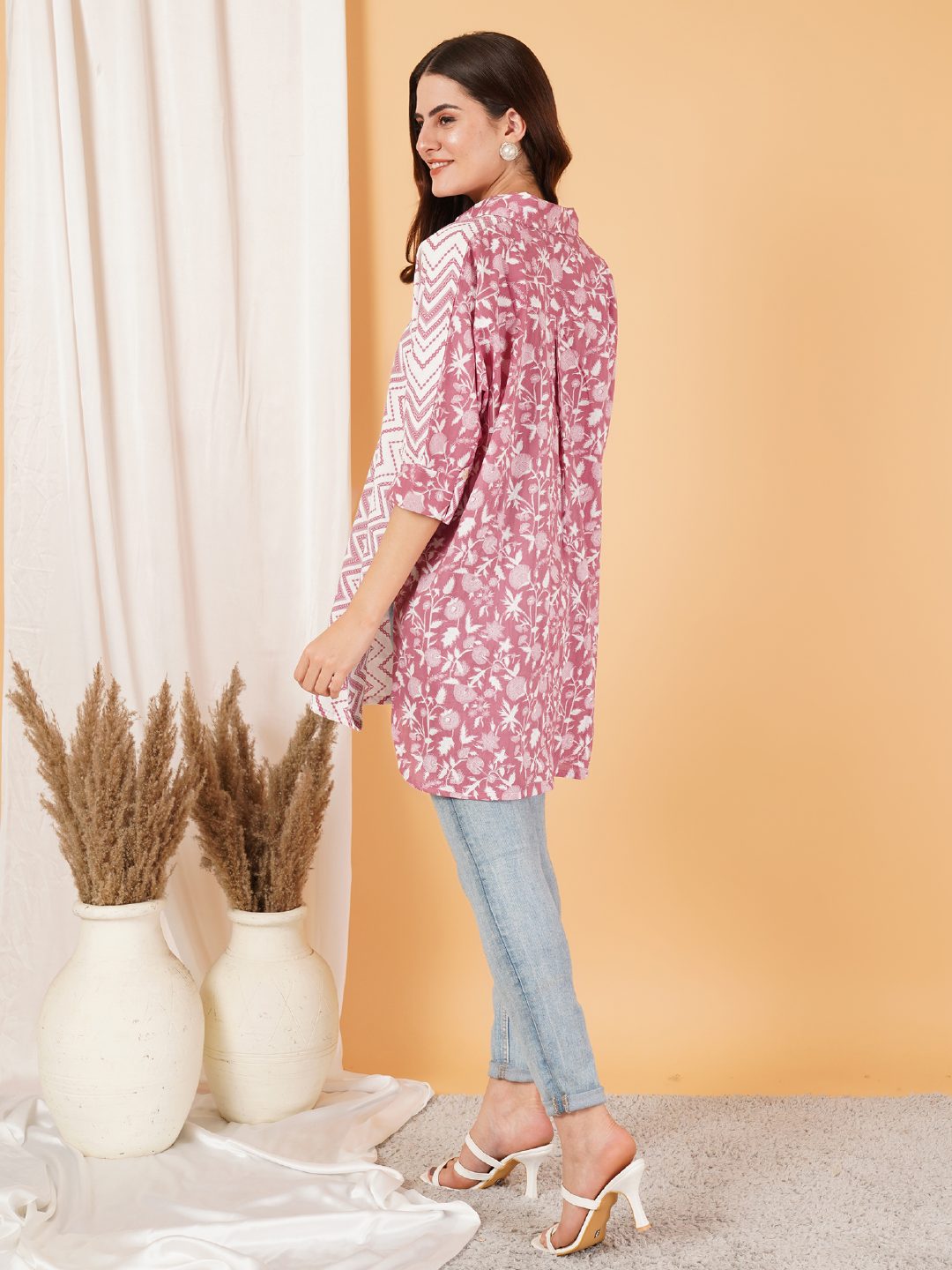 Boho-Chic-Kaftan-Oberteil aus Baumwolle für Damen