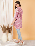 Pink Jaipuri Cotton Oversized LongLine Shirt for Women