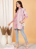 Pink Jaipuri Cotton Oversized LongLine Shirt for Women