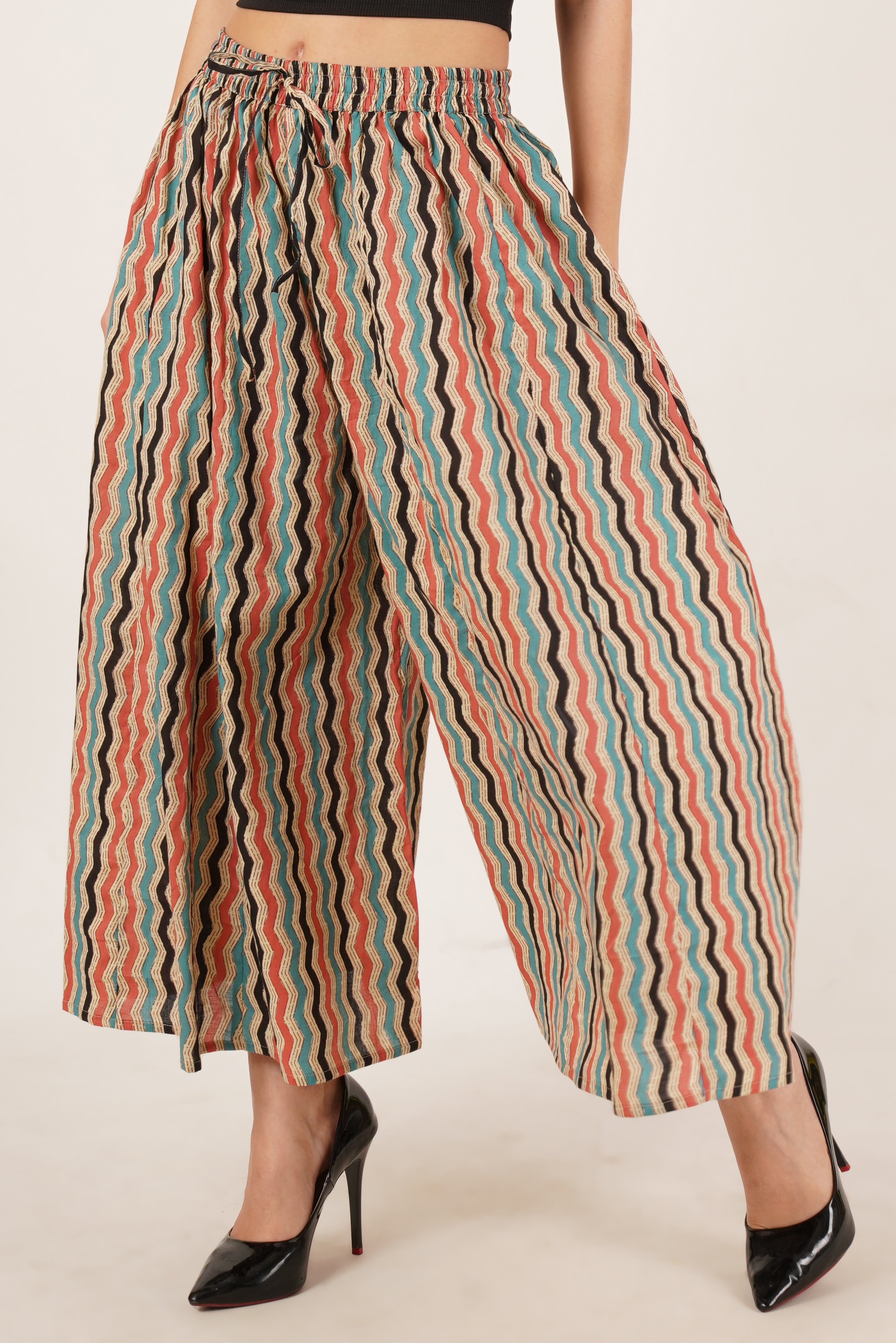 Vibrant Cotton Wide-Leg Palazzo for Women