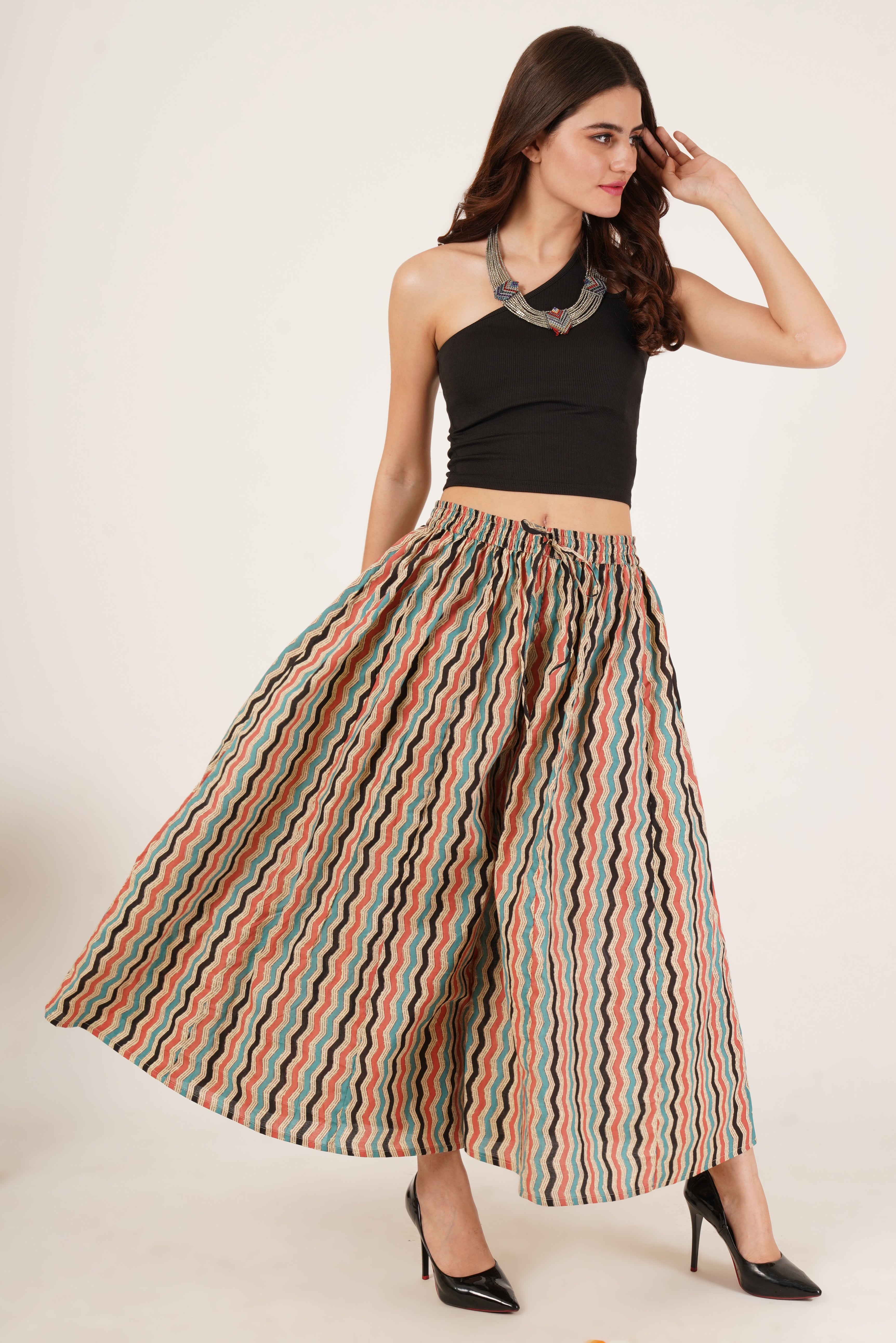 Vibrant Cotton Wide-Leg Palazzo for Women