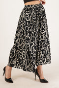 Monochrome Abstract Pattern Flared Palazzo for Women