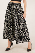 Monochrome Abstract Pattern Flared Palazzo for Women