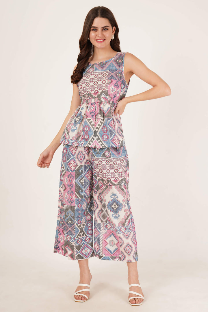 Aztec Print Relaxed Cotton Co-Ord Set For Women