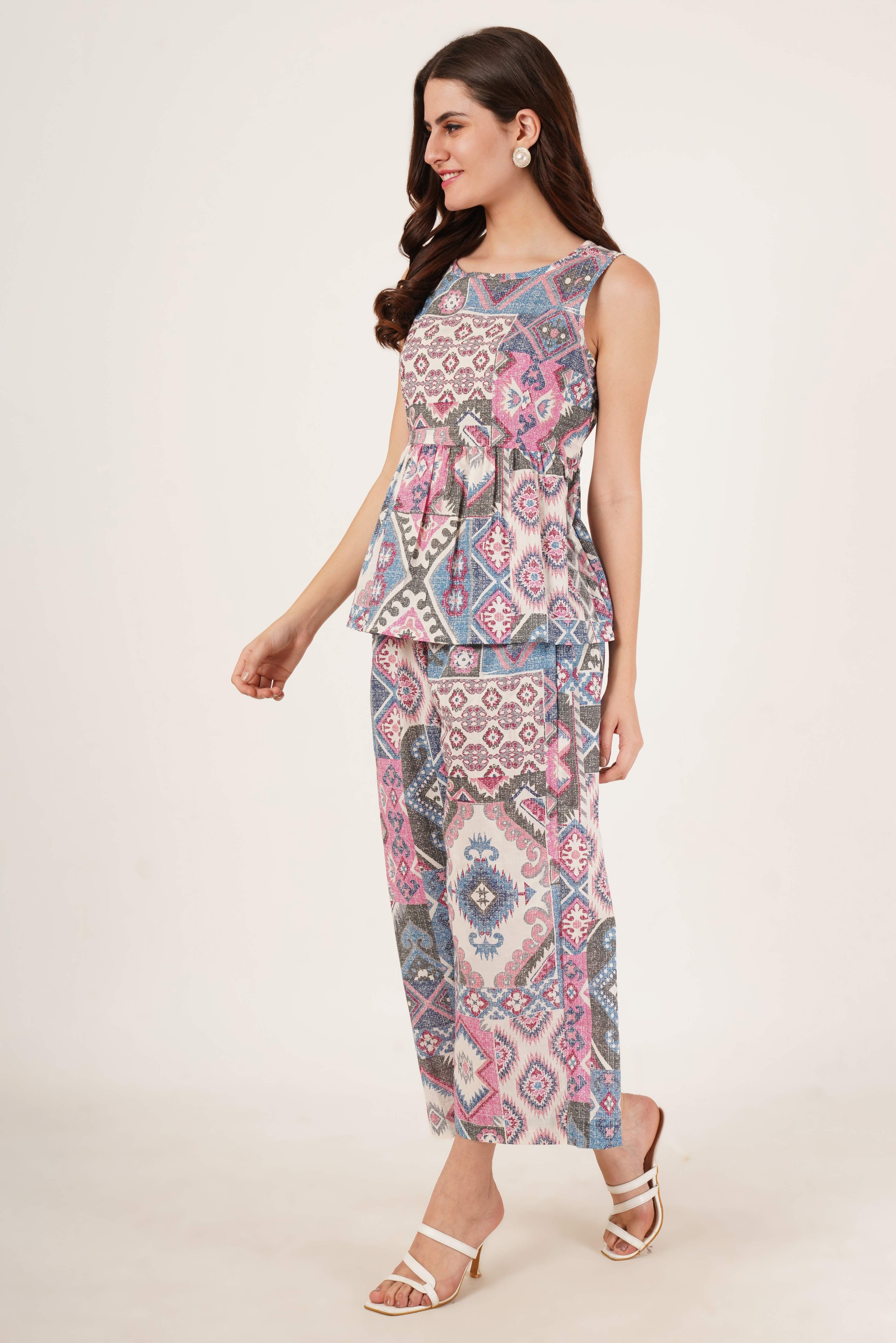 Kurti décontracté en coton imprimé Doodle pour femmes