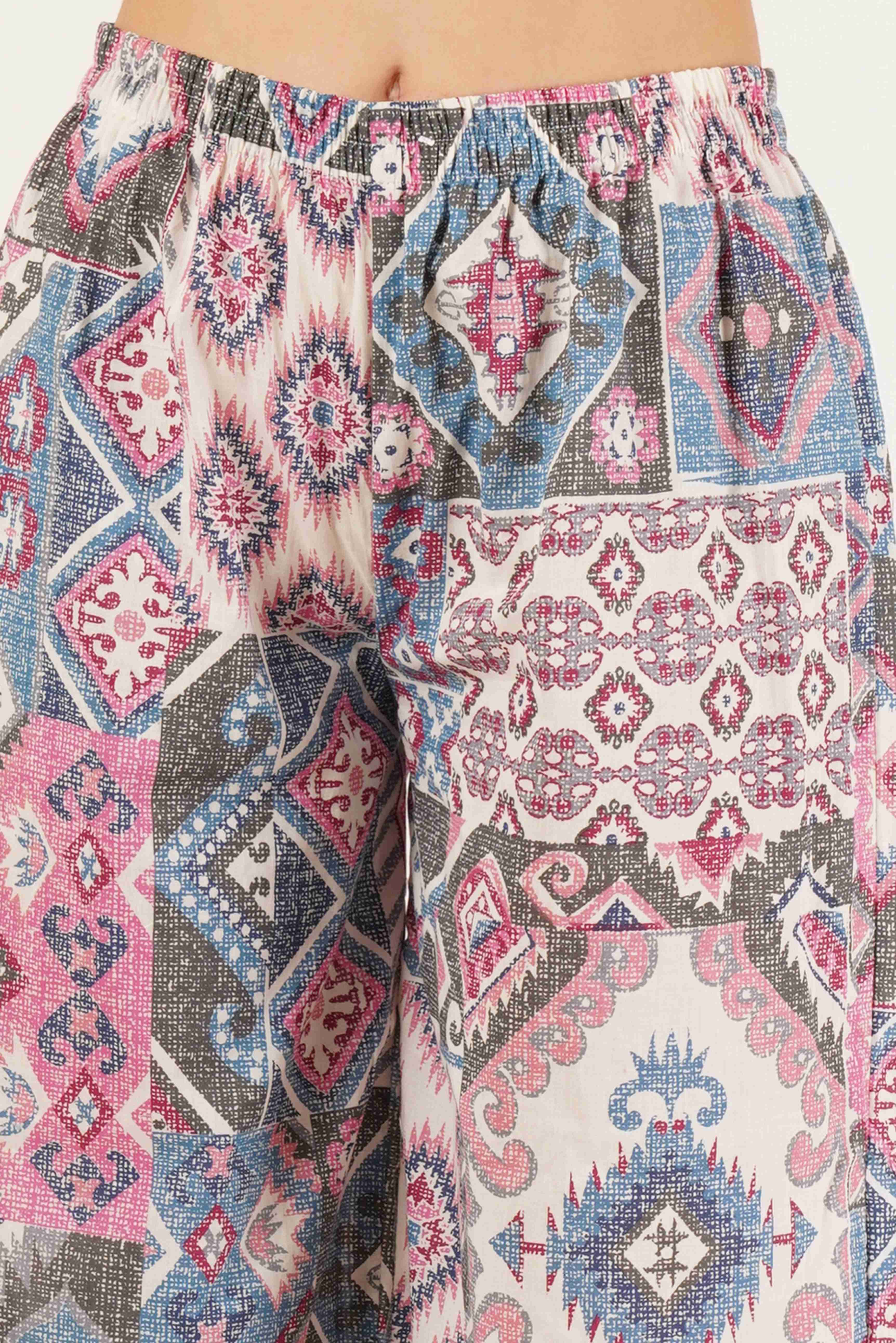 Kurti décontracté en coton imprimé Doodle pour femmes