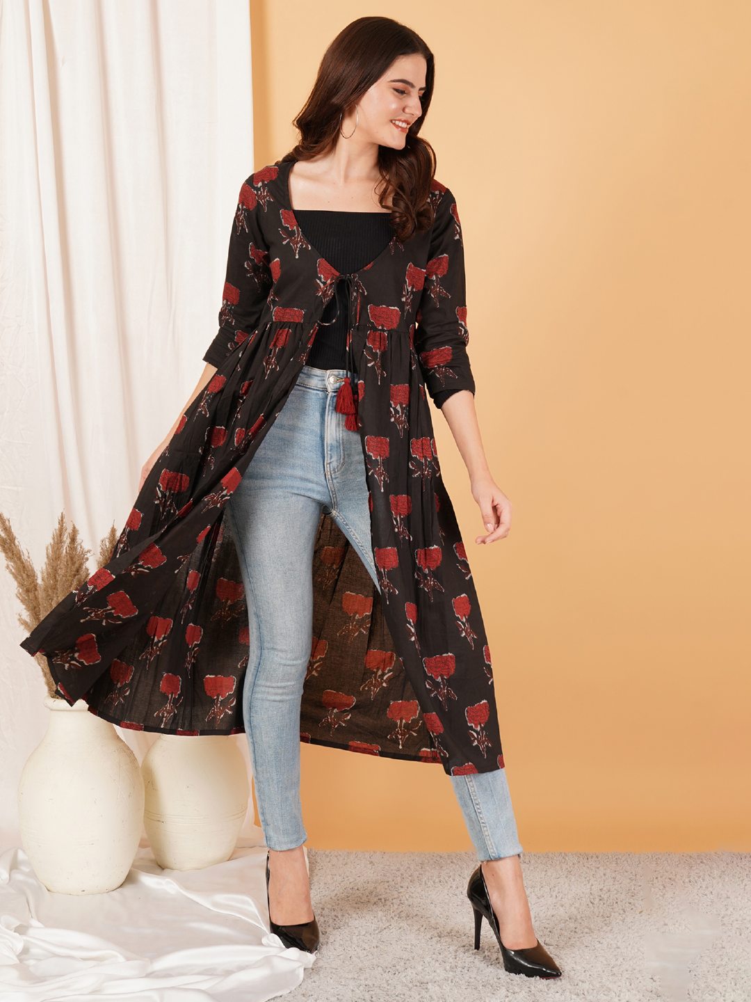 Boho-Chic-Kaftan-Oberteil aus Baumwolle für Damen